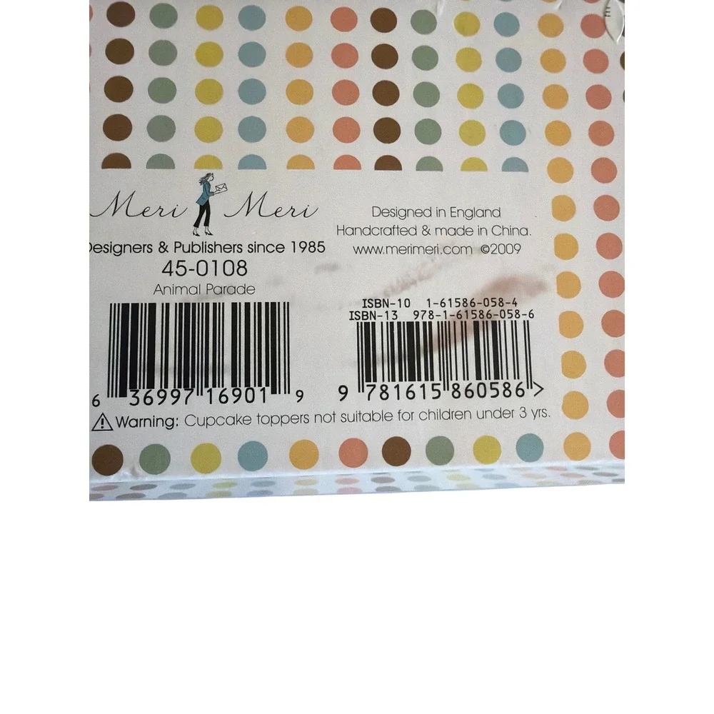 Meri Meri Cupcake Kit Multicolor Animal Parade 24 Toppers & Liners 45-0108
